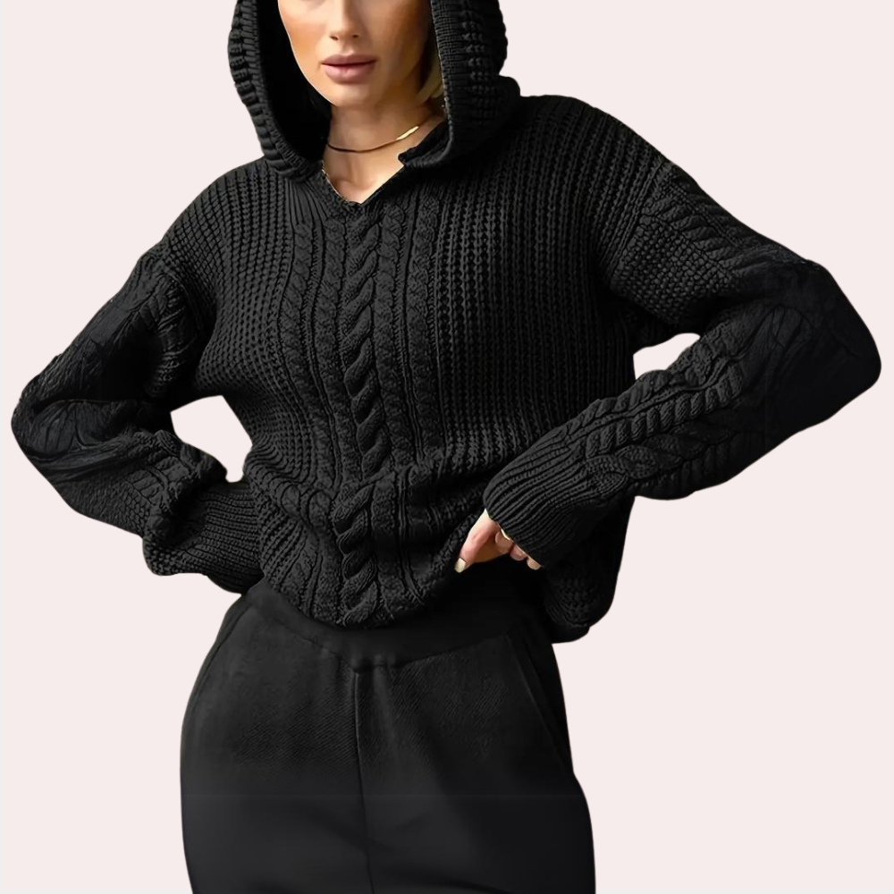 Felpa in Maglia a Trecce con Cappuccio | Calda | Comoda e Versatile