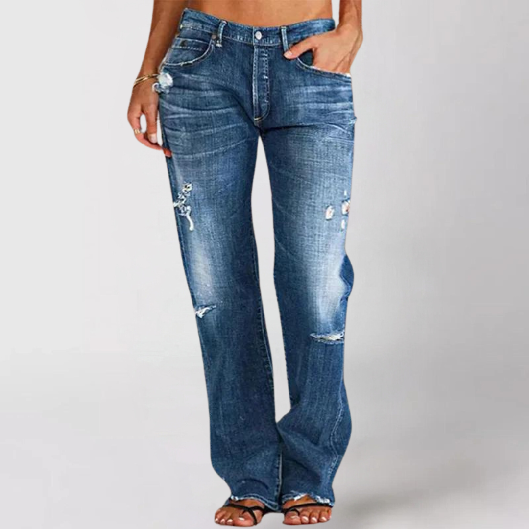 Wide Leg Distressed Jeans | Denim | Casual e Traspiranti