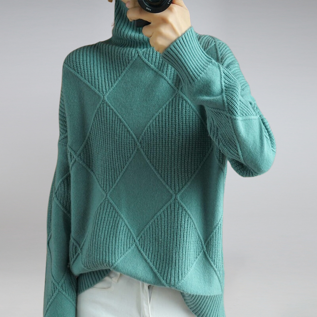 Maglione a rombi dolcevita