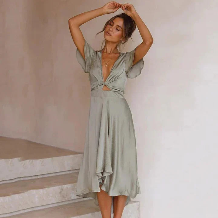 Abito Midi con Fiocco | Elegante e Femminile | Perfetto per Eventi Speciali