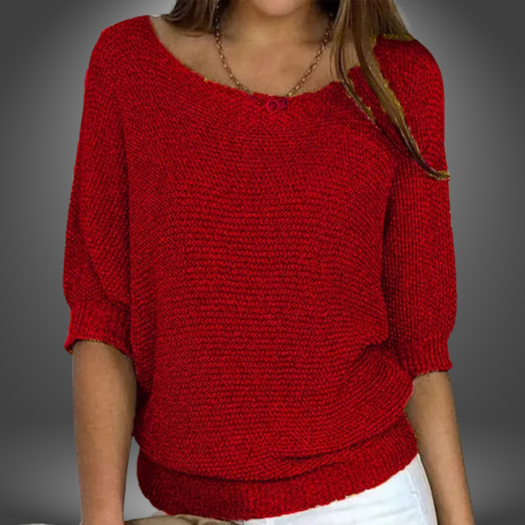 Maglione a Maglia Fine con Scollo a Barchetta