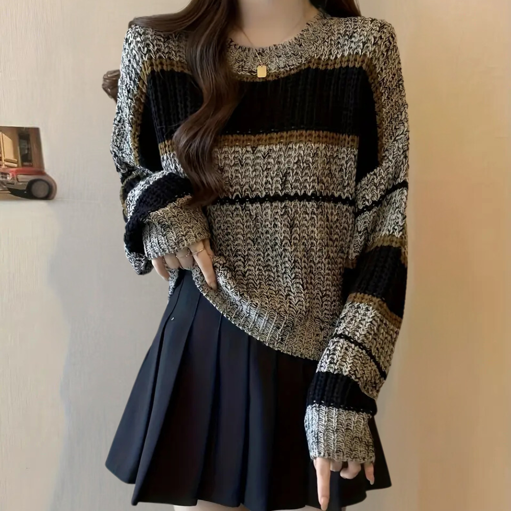 Maglione Oversize a Righe | Maniche Lunghe | Caldo e Trendy
