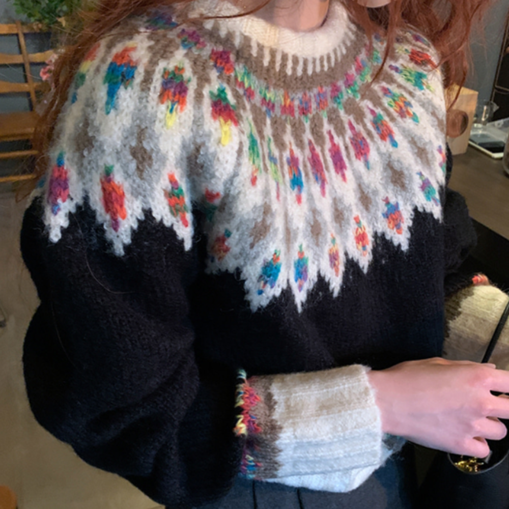 Maglione Jacquard Donna | Motivo Nordico | Caldo e Sofisticato