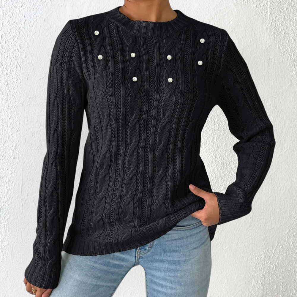 Maglione a Trecce con Perle | Elegante e Morbido | Perfetto per un Look Chic