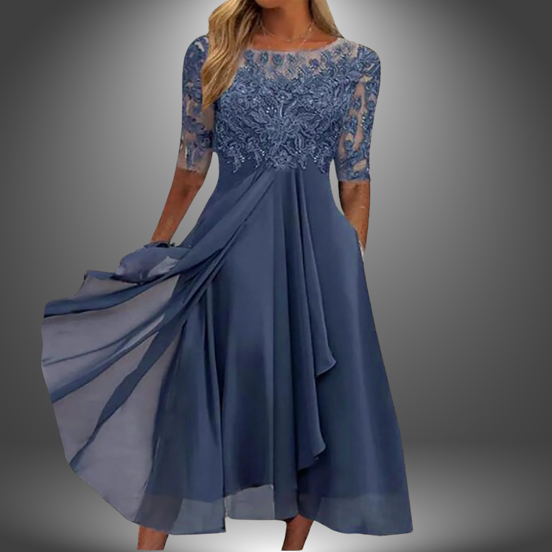 Abito Elegante in Pizzo e Chiffon