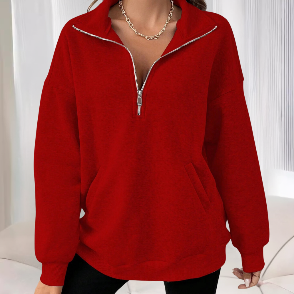 Felpa Oversize | Collo con Zip | Comoda & Casual