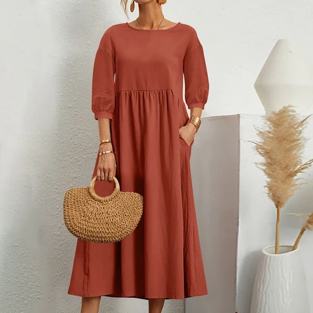 Abito Midi Minimal in Cotone