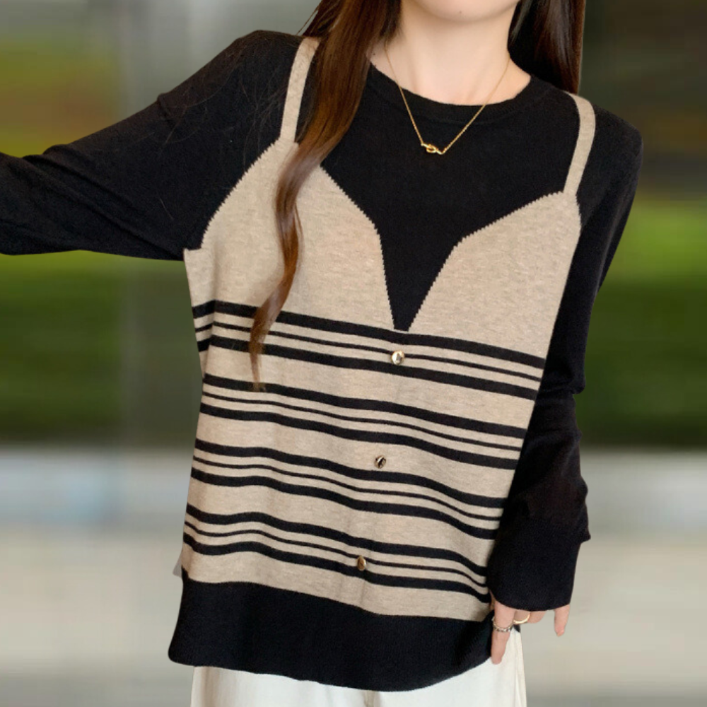 Maglione Effetto Sovrapposto | Maniche Lunghe | Elegante & Moderno