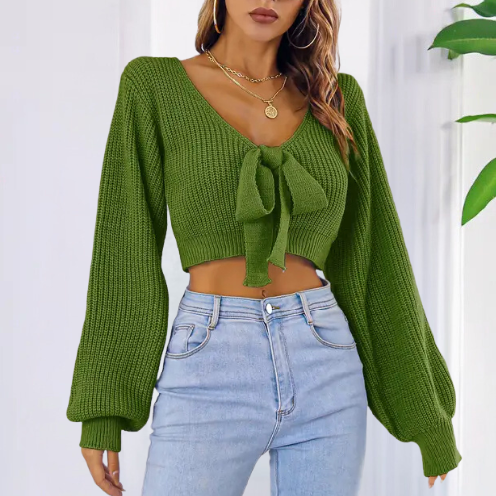 Cardigan Cropped con Fiocco | Lavorato a Maglia | Femminile e Trendy