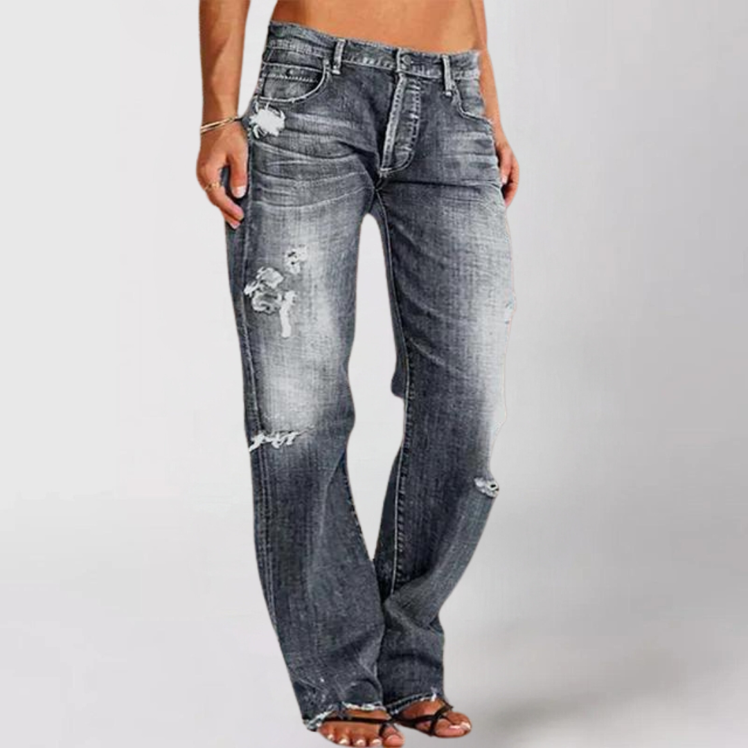 Wide Leg Distressed Jeans | Denim | Casual e Traspiranti