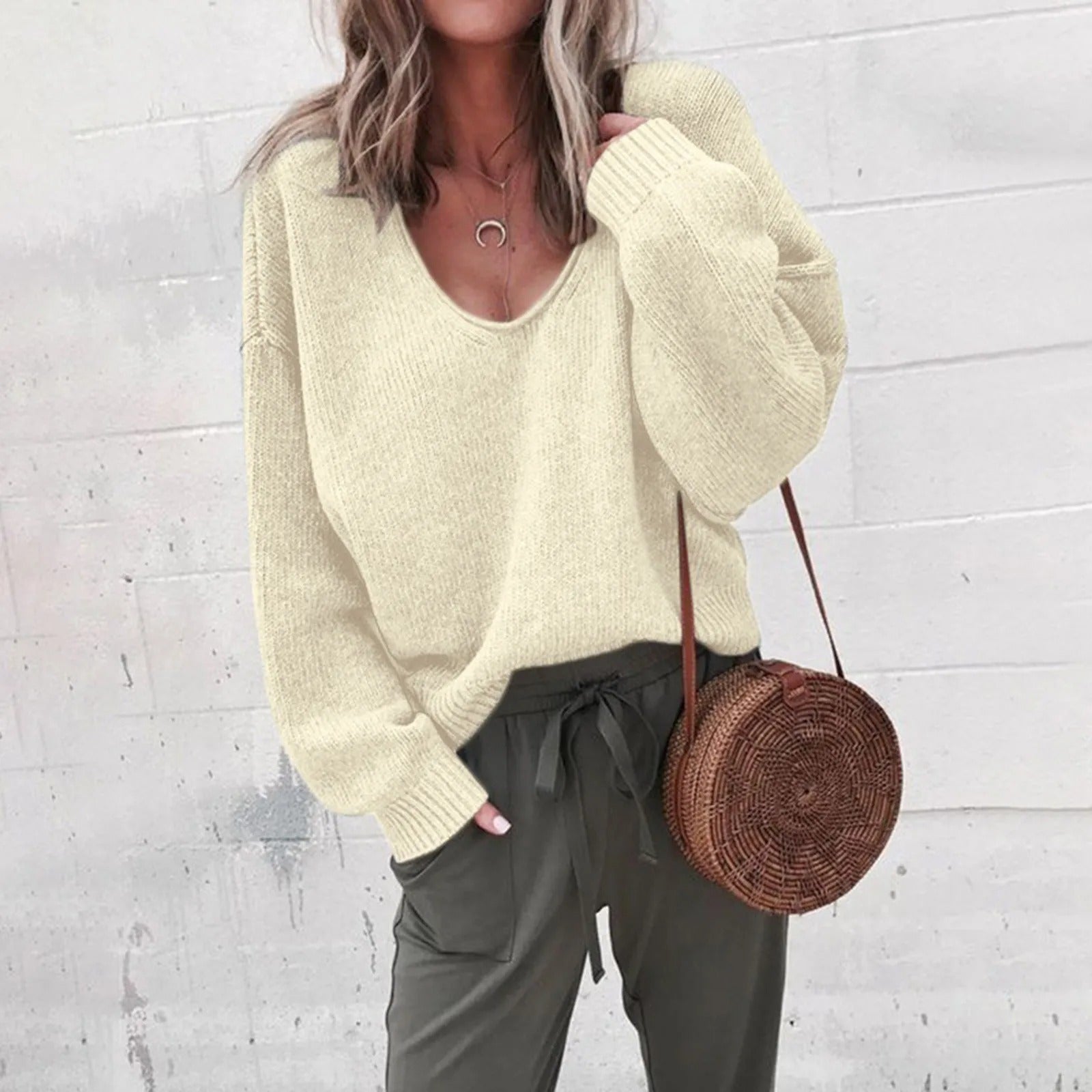 Maglione oversize con scollo a V