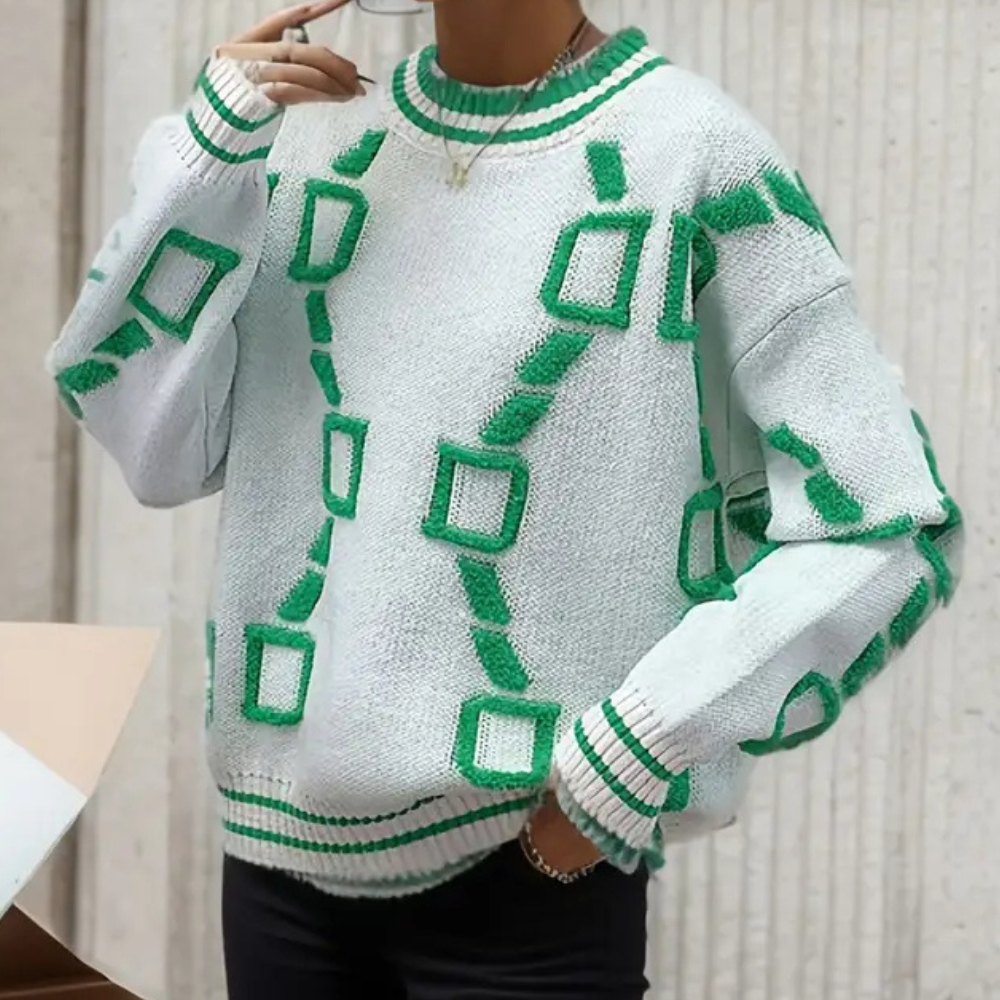 Maglione Geometrico Oversize | Stile Moderno | Caldo e Confortevole