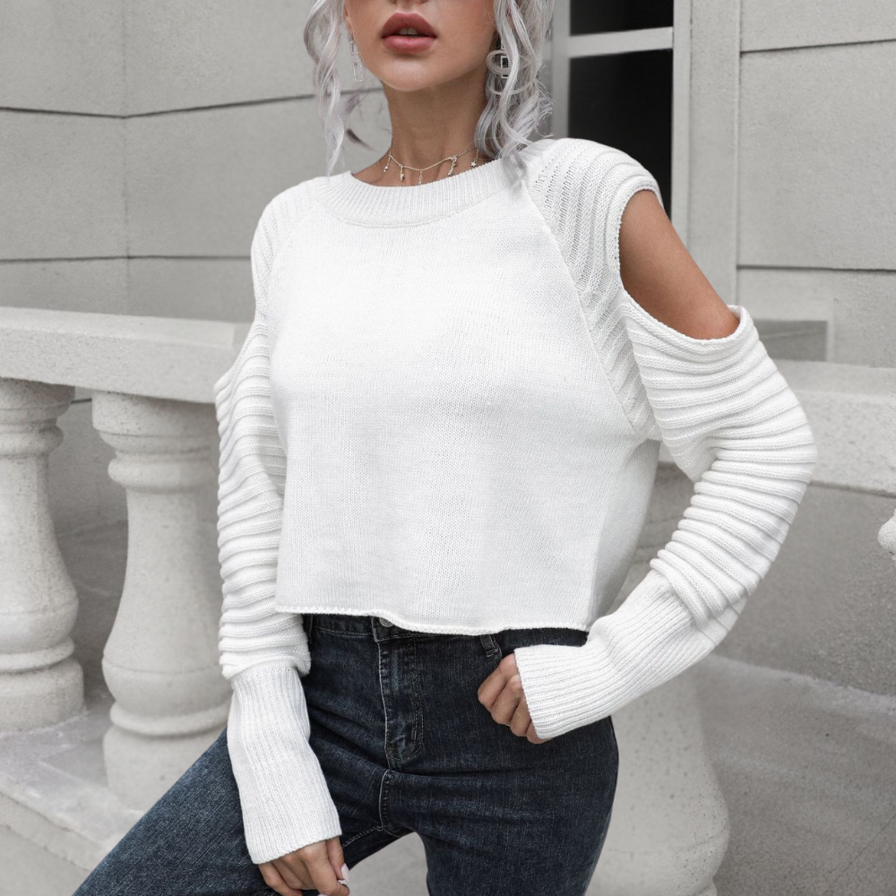 Maglione Corto con Spalle Scoperte | Trendy e Femminile | Perfetto per Look Moderni