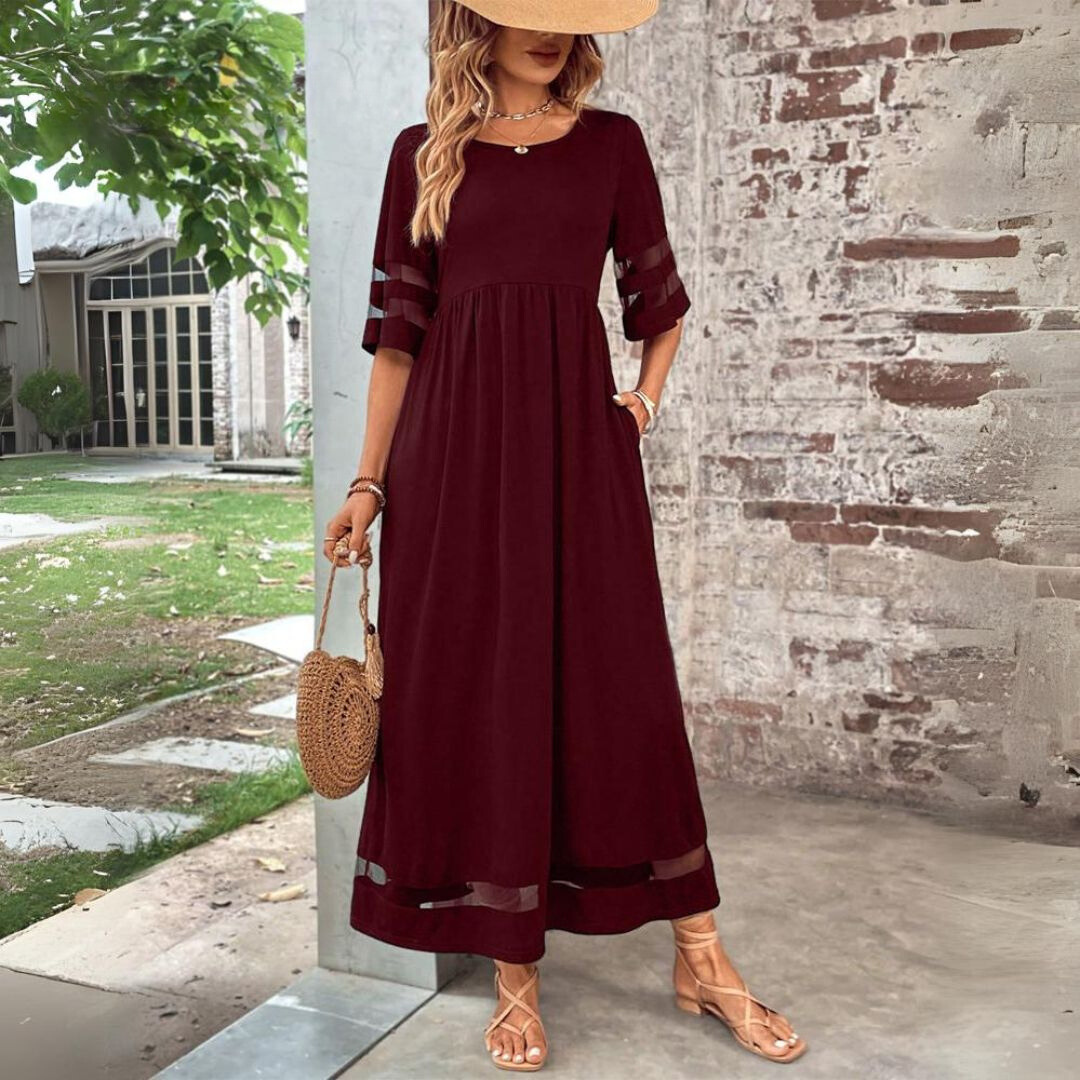 Abito Elegante Lungo con Inserti