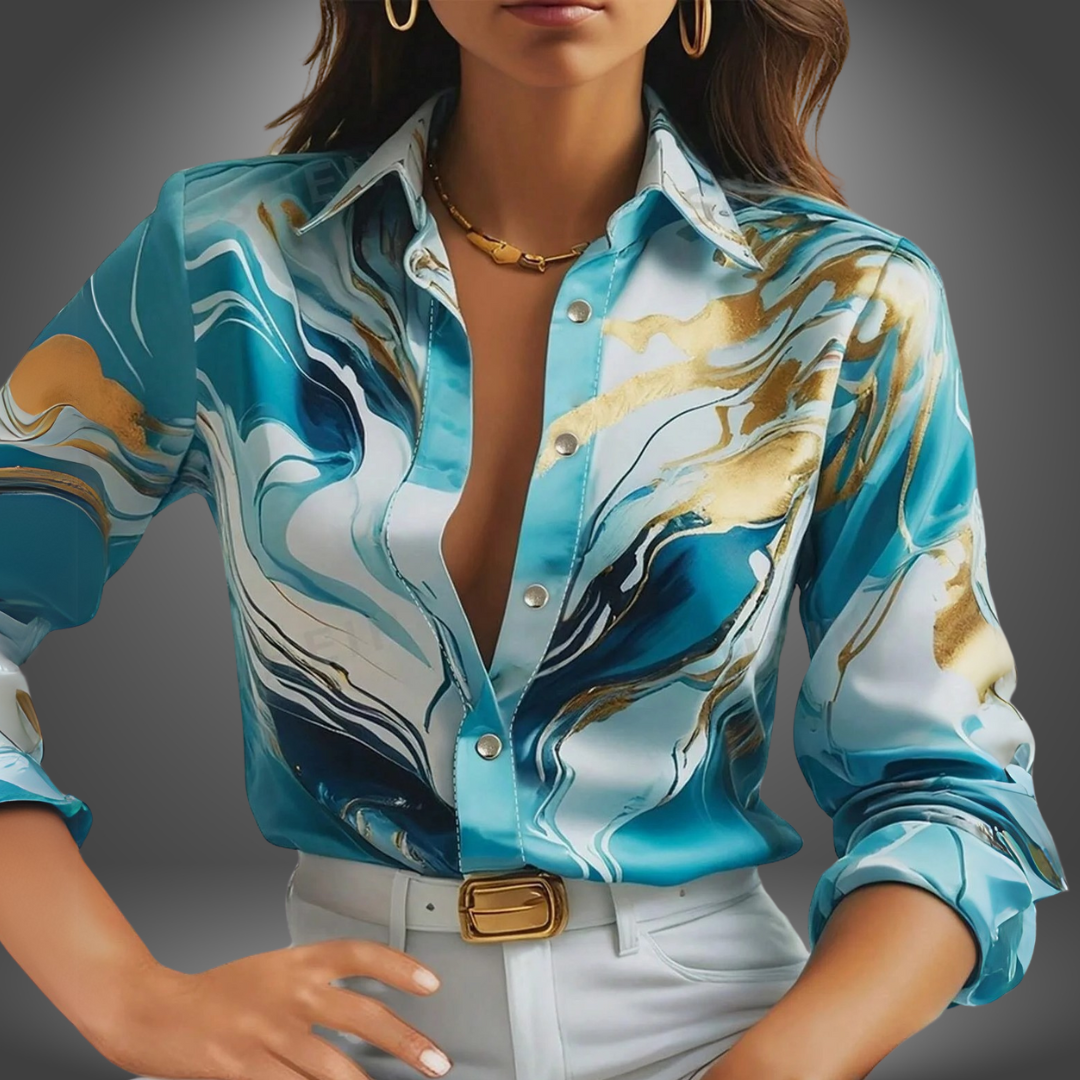 Camicia satinata stampa astratta