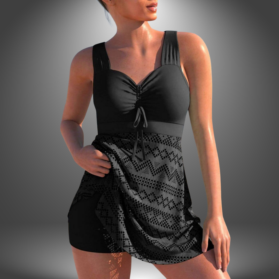 Costume intero con gonnellina traforata