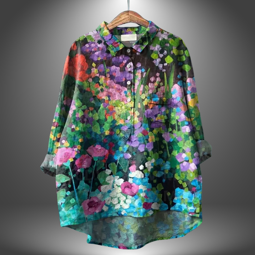 Camicia Oversize Floreale in Lino