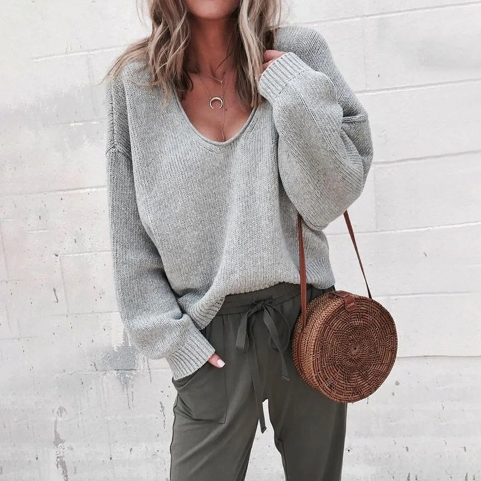 Maglione oversize con scollo a V