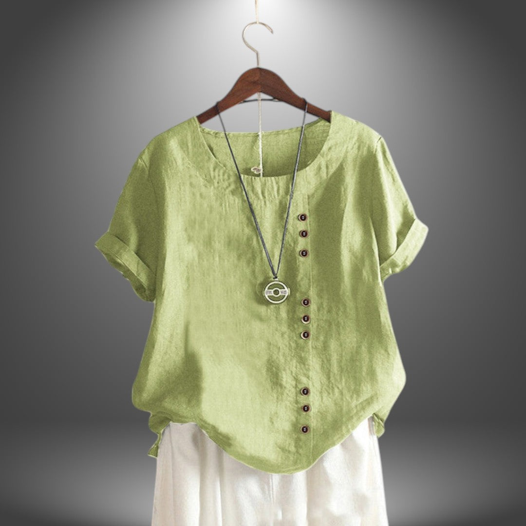 Blusa Lino con Bottoni Laterali