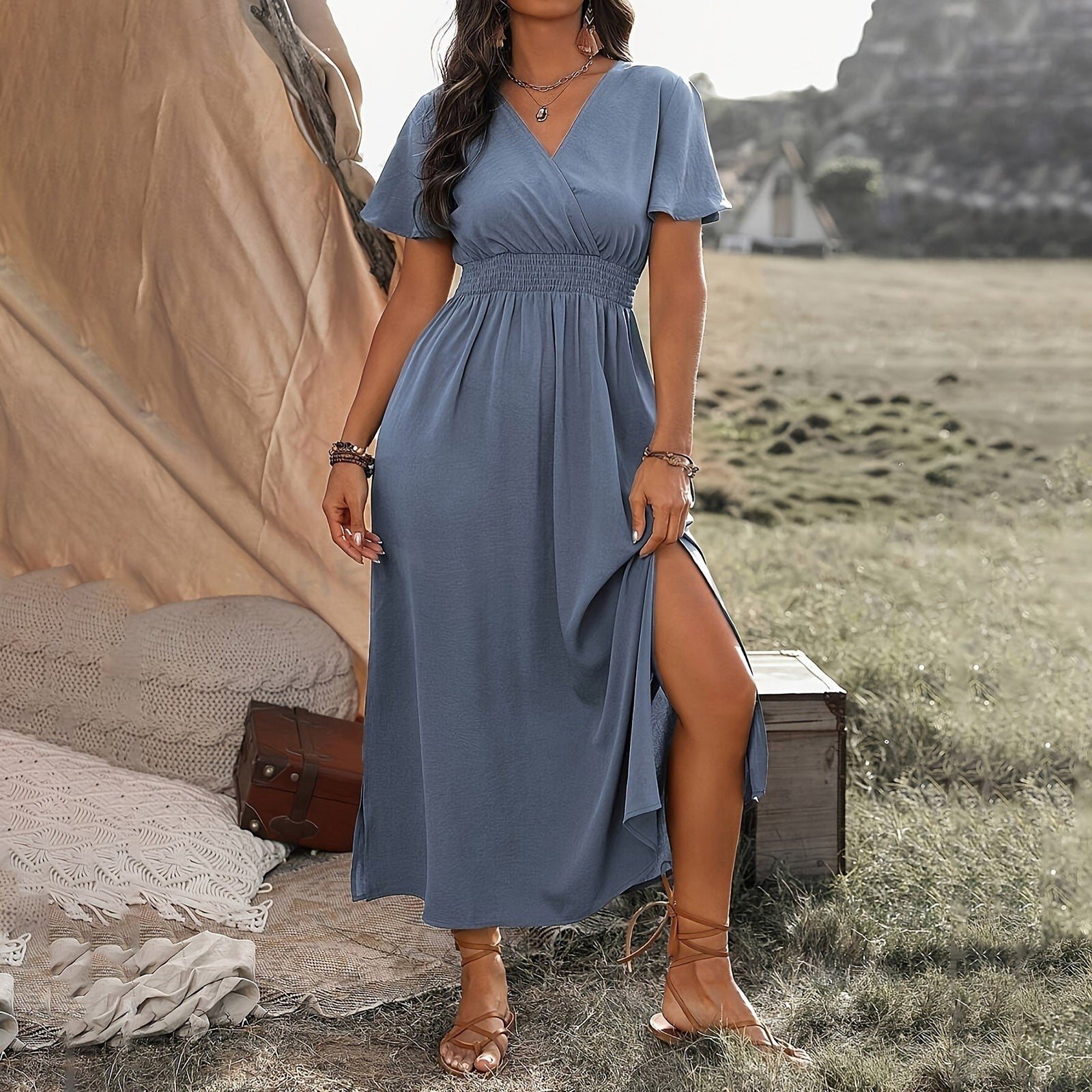 Abito Lungo con Spacco | Eleganza Casual | Perfetto per Look Versatili e Raffinati
