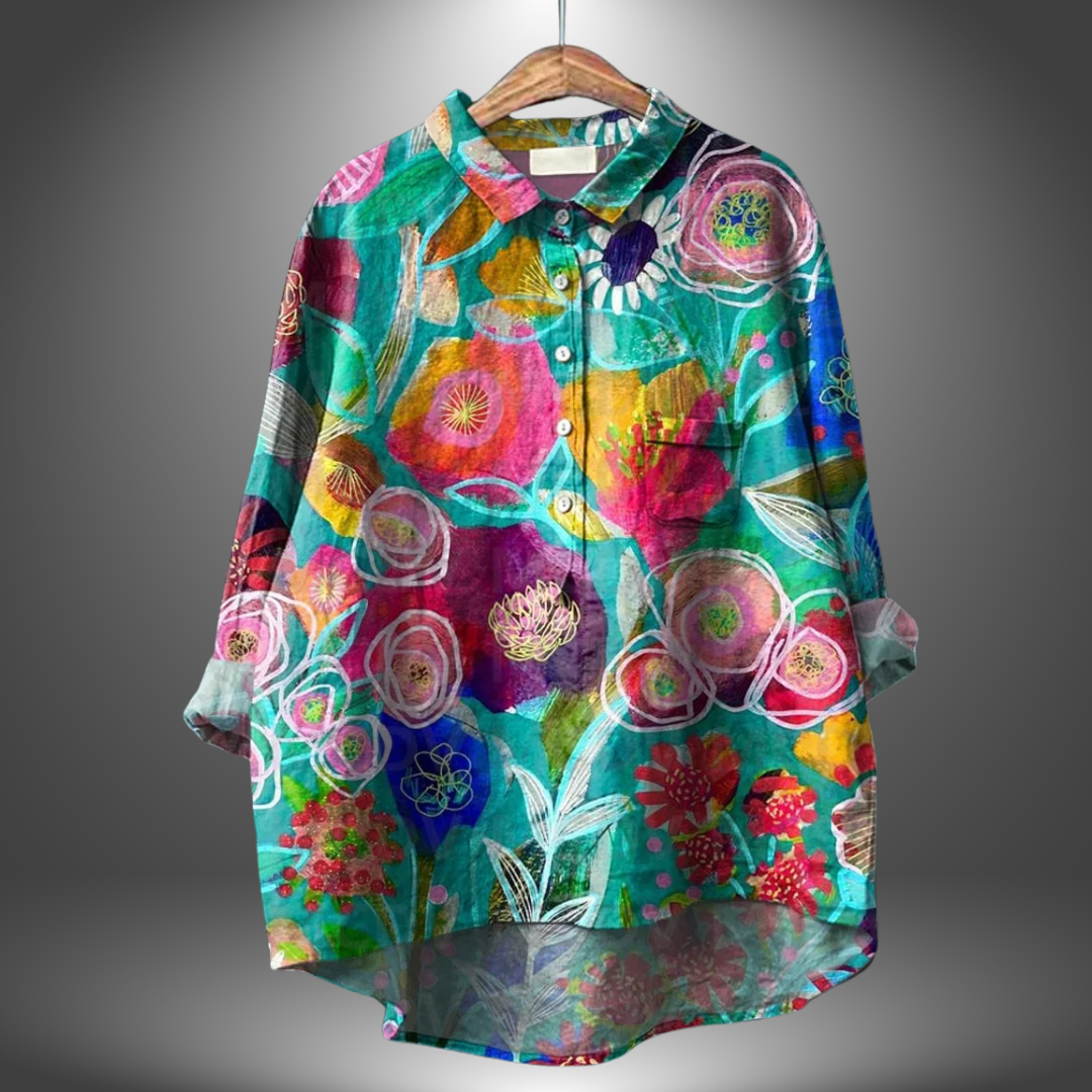Camicia Oversize Floreale in Lino