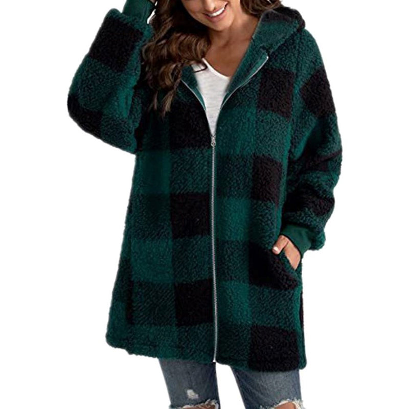 Giacca in Pile a Quadri | Stile Cozy-Chic | Perfetta per Look Casual e Caldi