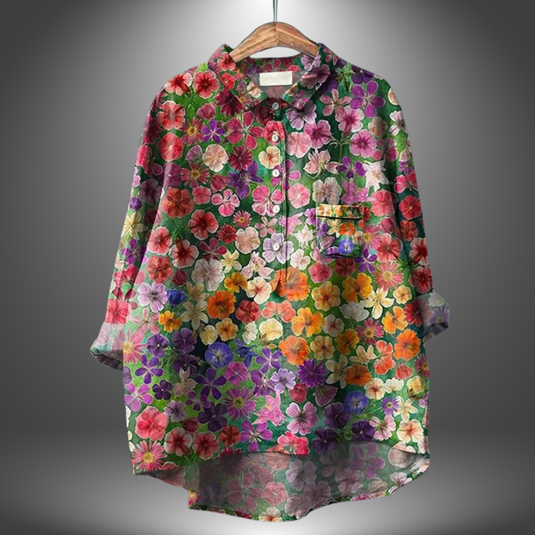 Camicia Oversize Floreale in Lino