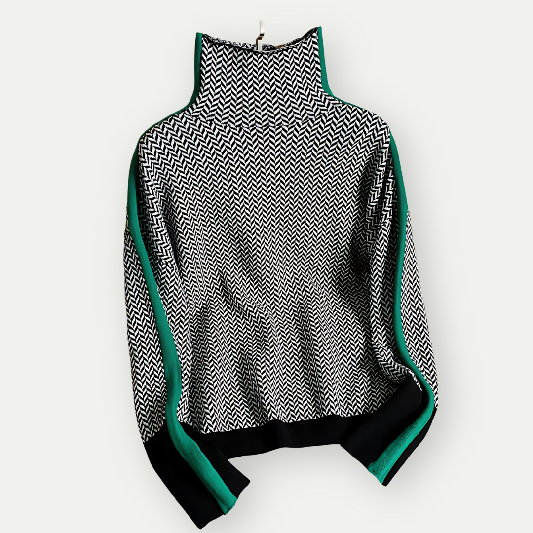 Maglione Collo Alto | Motivo Geometrico | Stile Moderno e Caldo