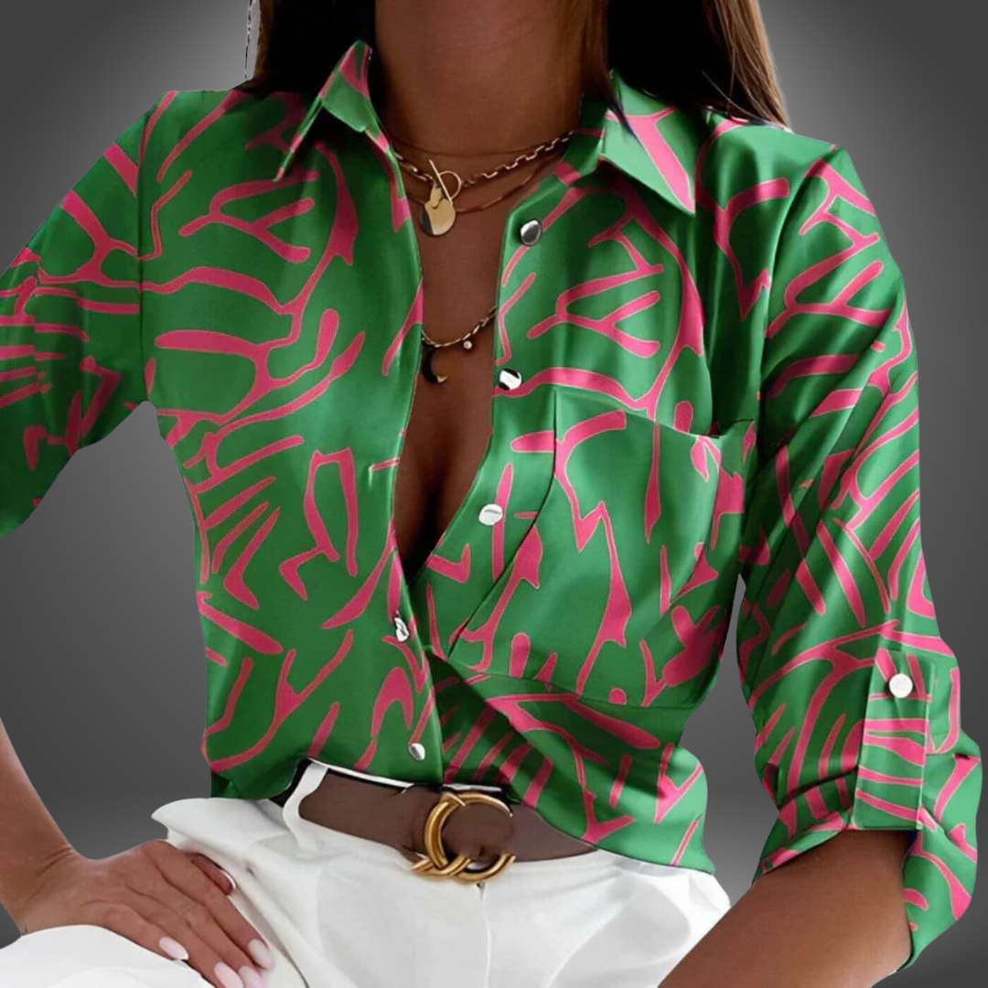 Camicia con stampa astratta a contrasto