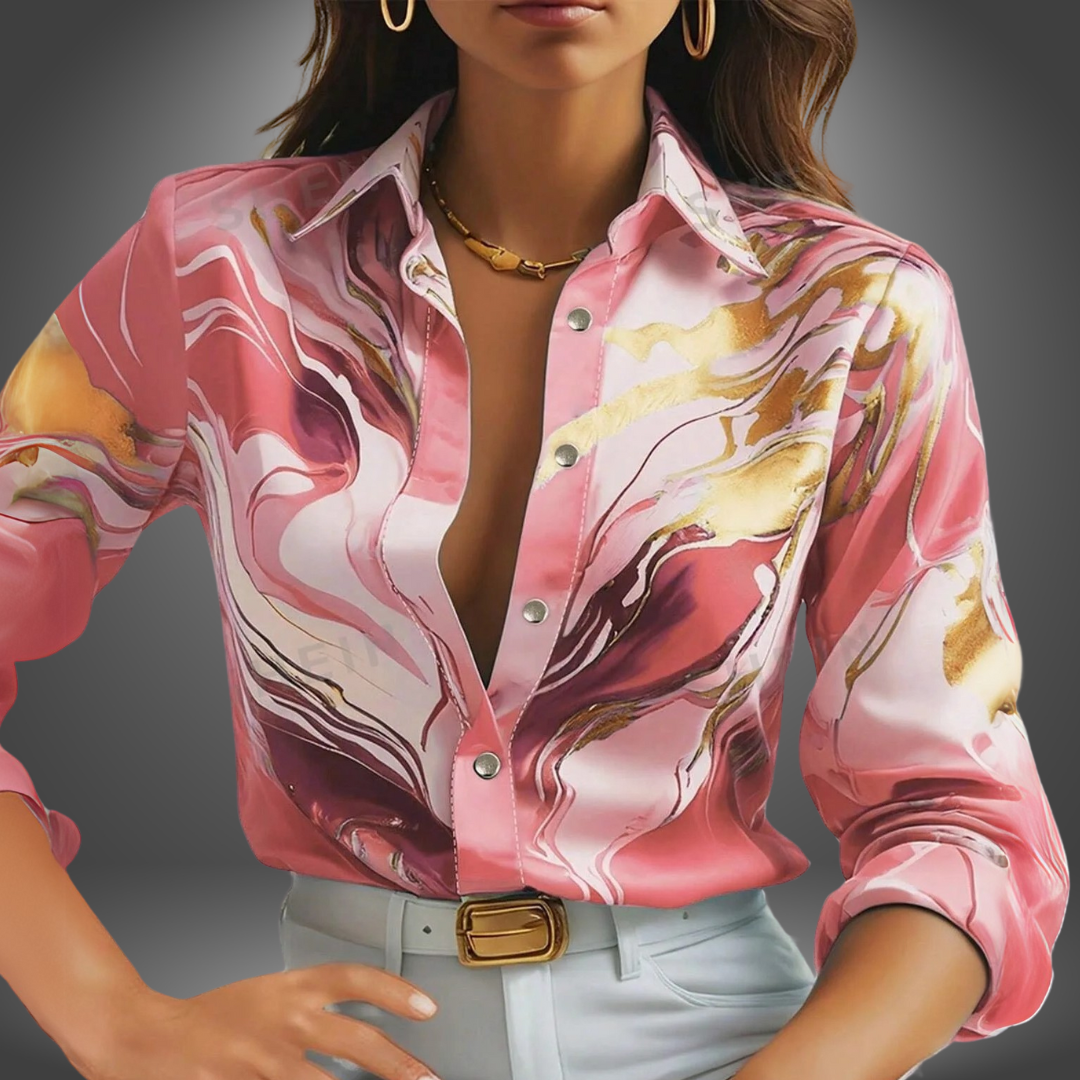 Camicia satinata stampa astratta