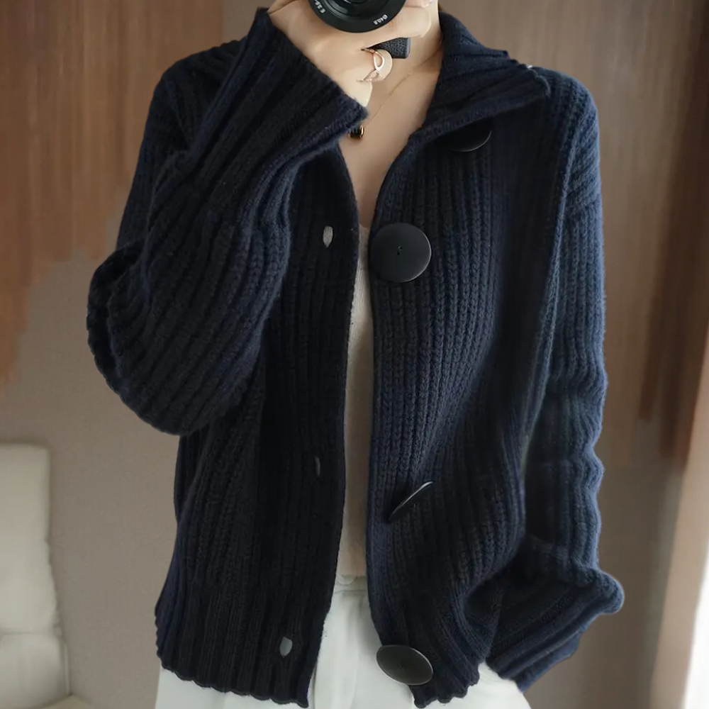 Cardigan a Collo Alto con Bottoni Grandi | Elegante e Caldo | Stile Sofisticato