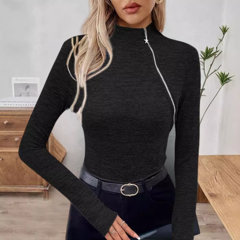 Maglia a Collo Alto con Zip | Elegante e Attillata | Perfetta per Ogni Occasione
