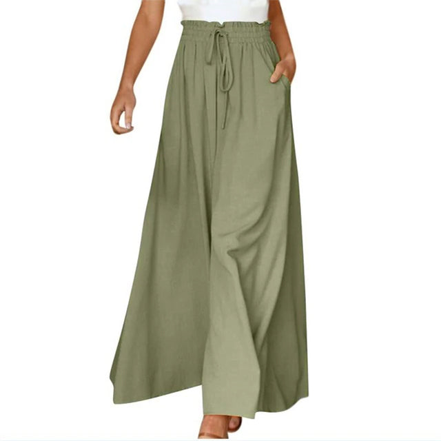 Pantaloni palazzo in cotone e lino