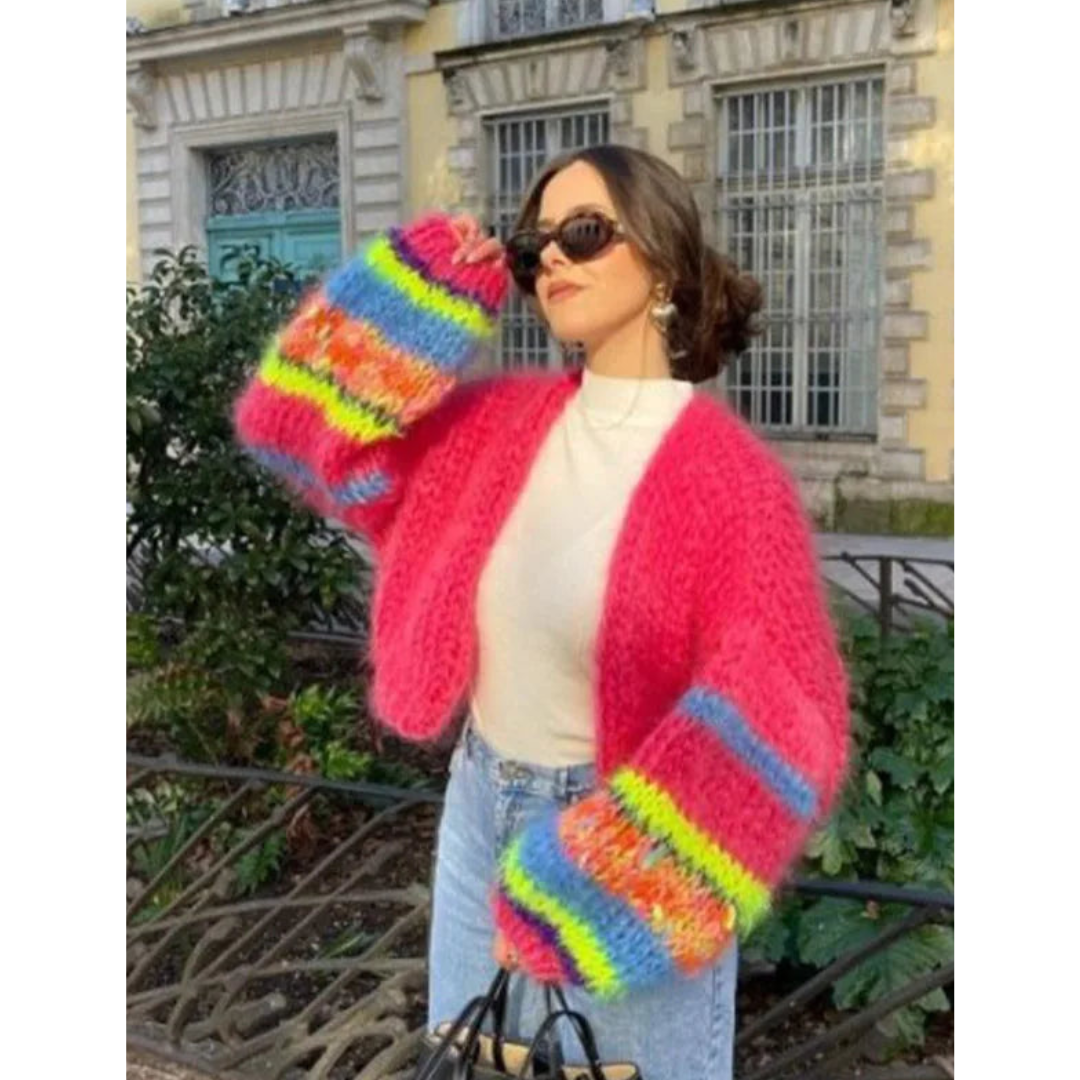 Cardigan Colorato a Maglia Grossa | Multicolore | Caldo e Oversize