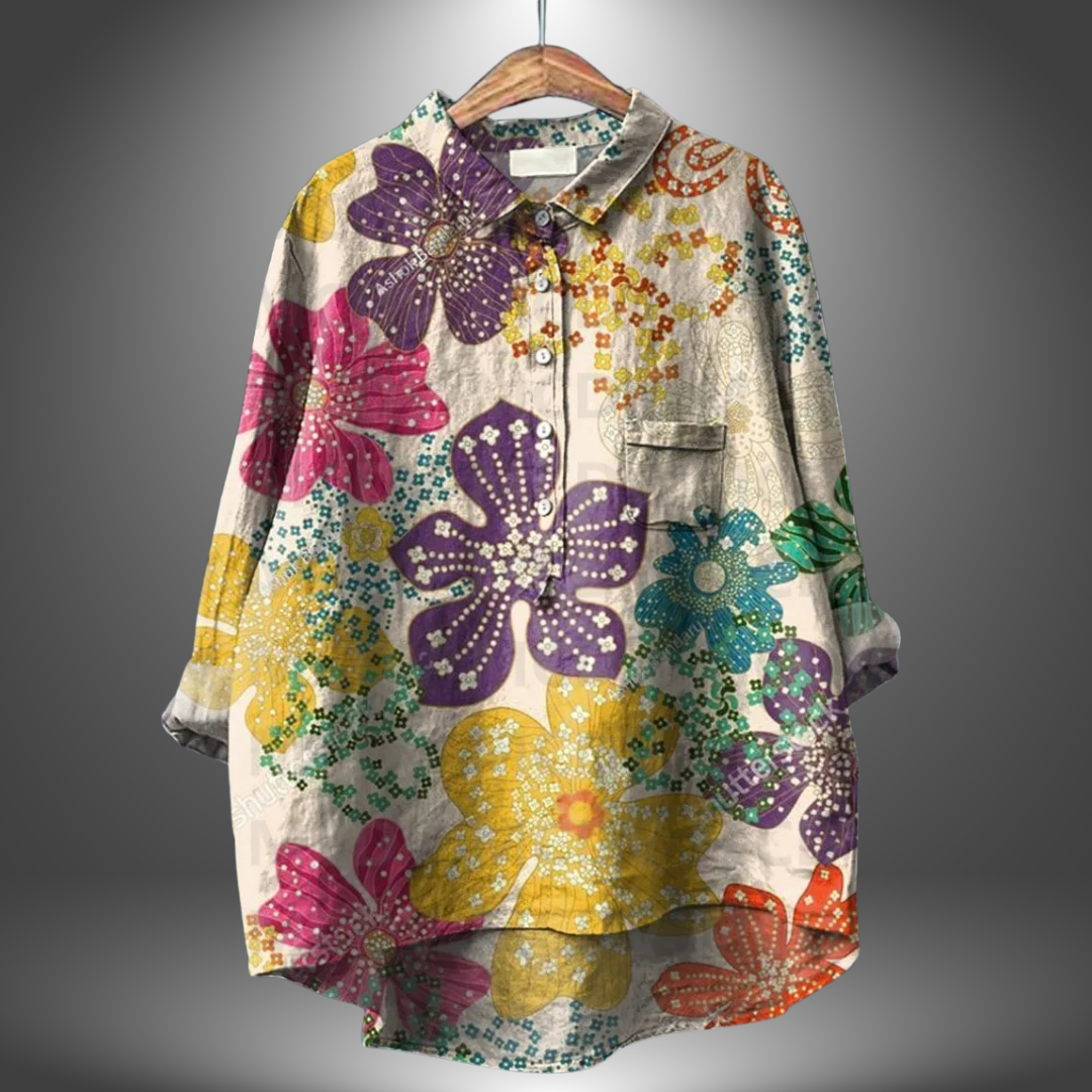 Camicia Oversize Floreale in Lino