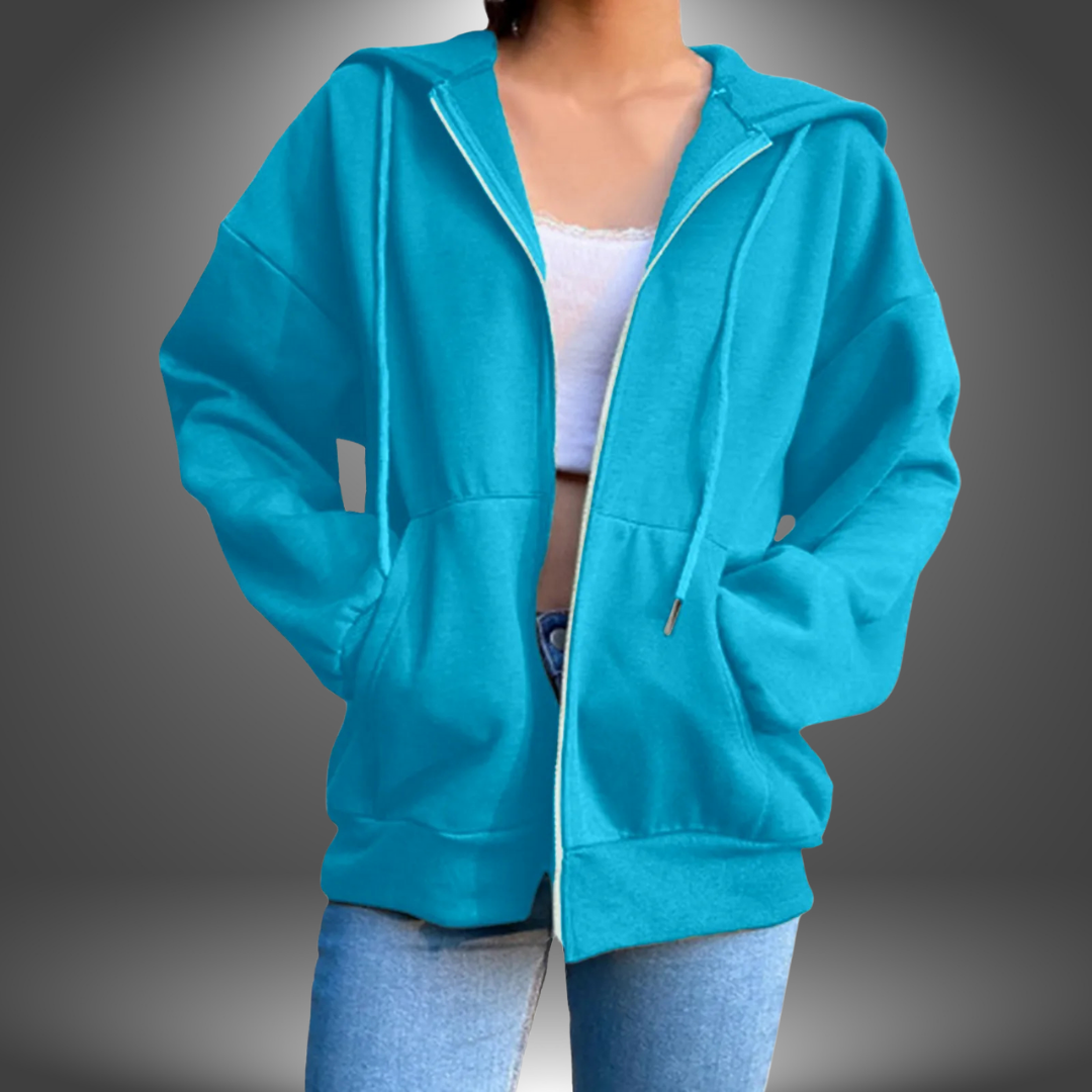 Felpa Oversize con Cappuccio e Zip