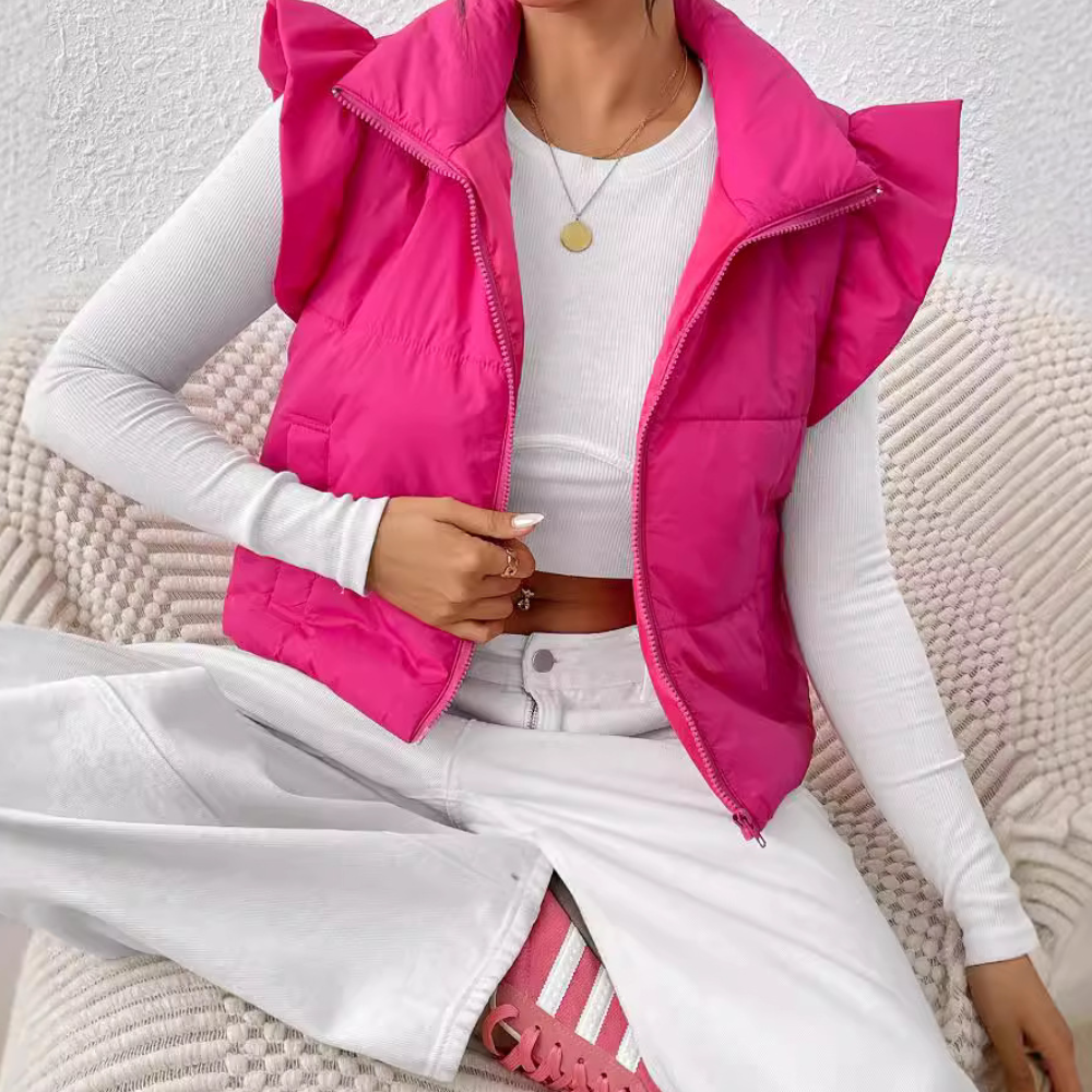 Gilet Piumino con Volant | Imbottito | Femminile e di Tendenza