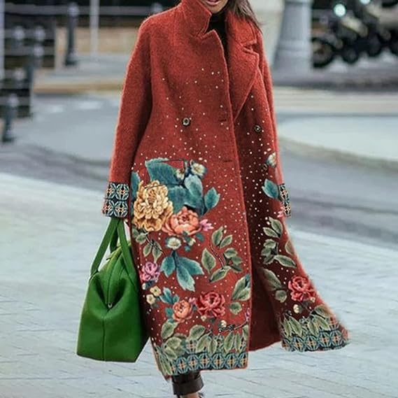 Cappotto Lungo Oversize Fantasia | Stile Artistico | Perfetto per Look Unici e Sofisticati