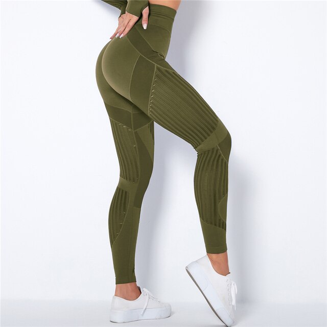 Leggings Sportivi Donna | Nylon Elasticizzato | Vita Alta con Inserti a Rete