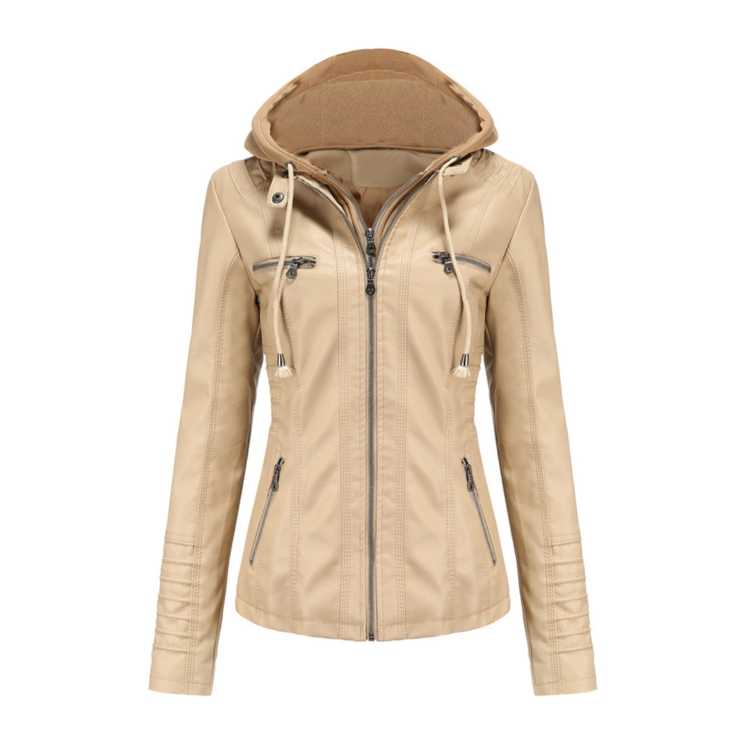 Giacca in Ecopelle con Cappuccio | Casual Chic | Perfetta per la Mezza Stagione