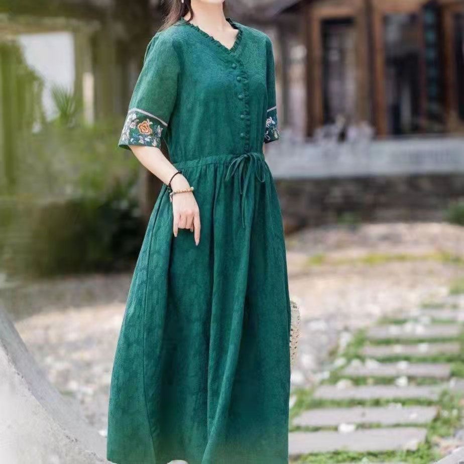 Abito Midi in Cotone Ricamato