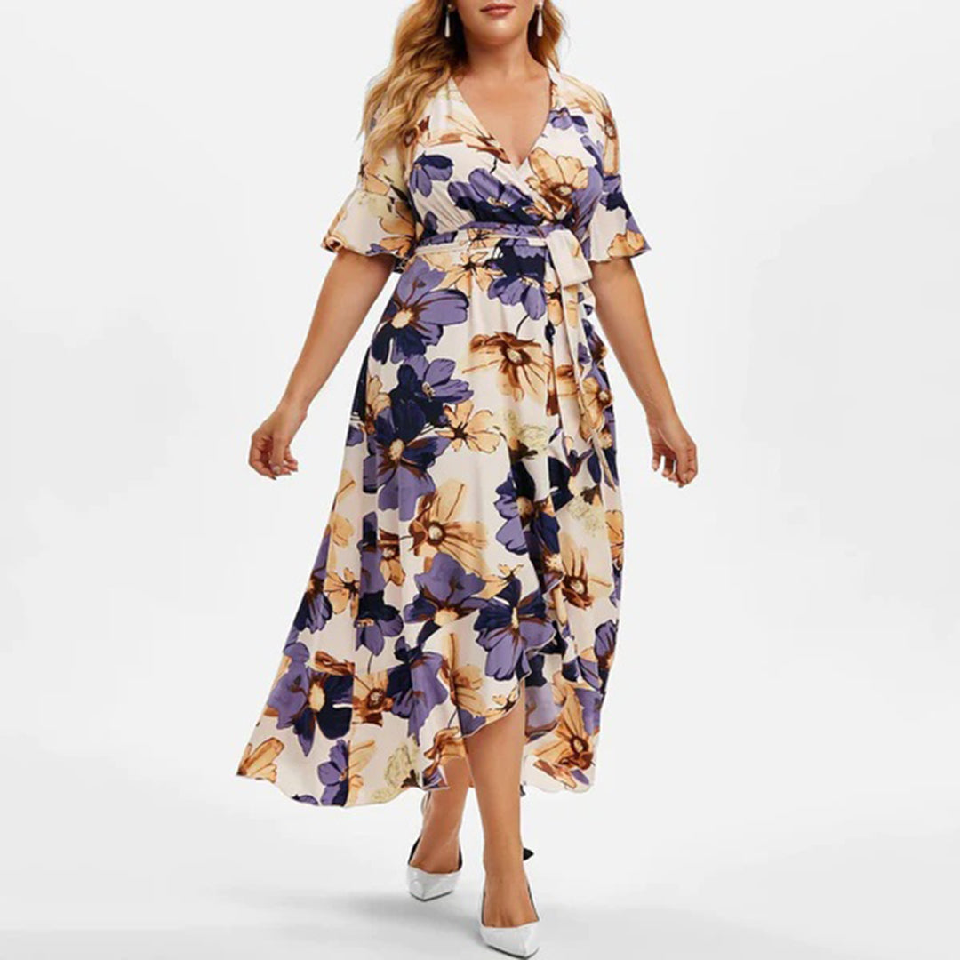 Abito Midi Floreale | Scollo a V | Elegante e Fluttuante