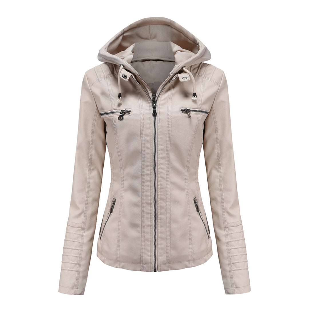 Giacca in Ecopelle con Cappuccio | Casual Chic | Perfetta per la Mezza Stagione