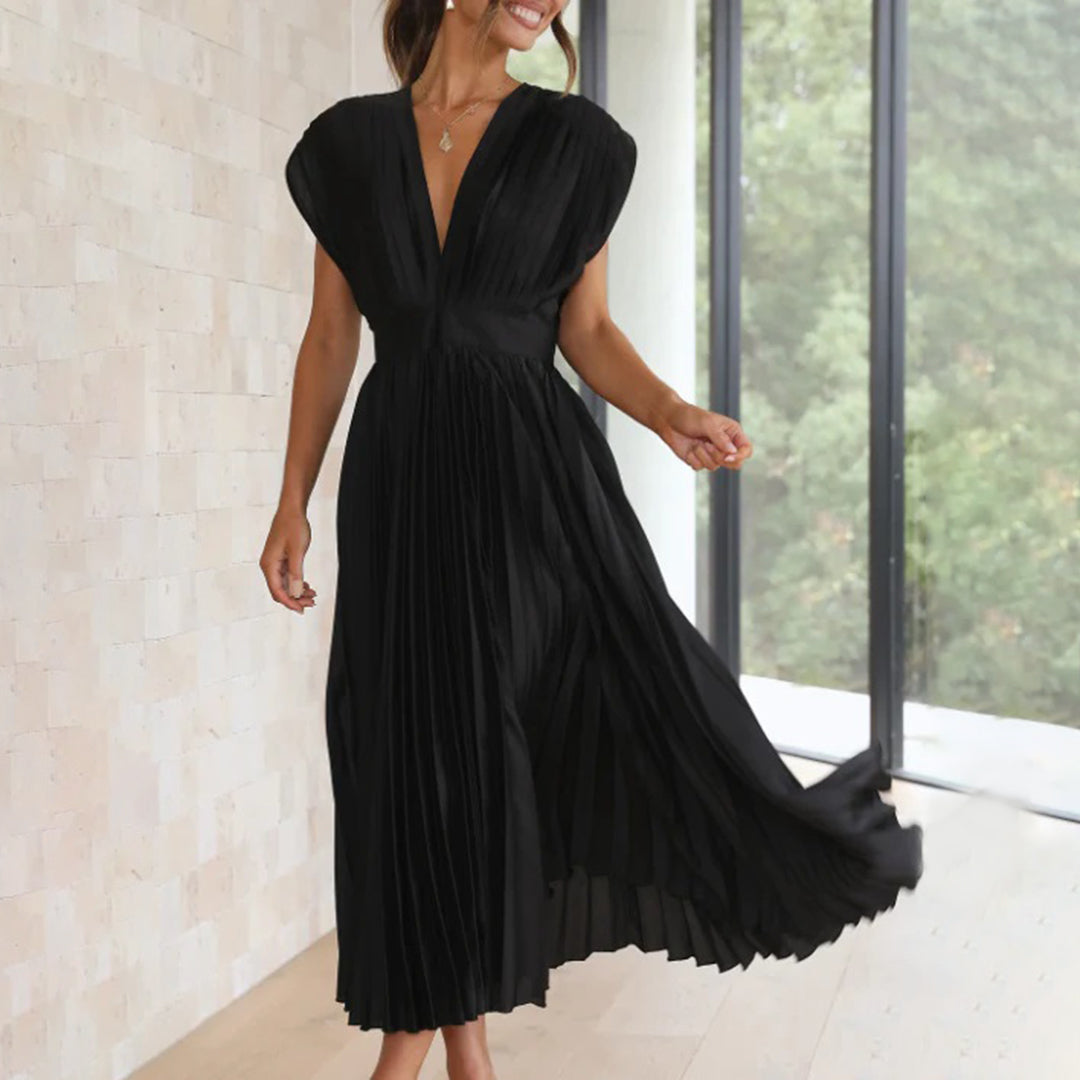 Abito Lungo Plissettato | Satinato | Elegante da Cerimonia