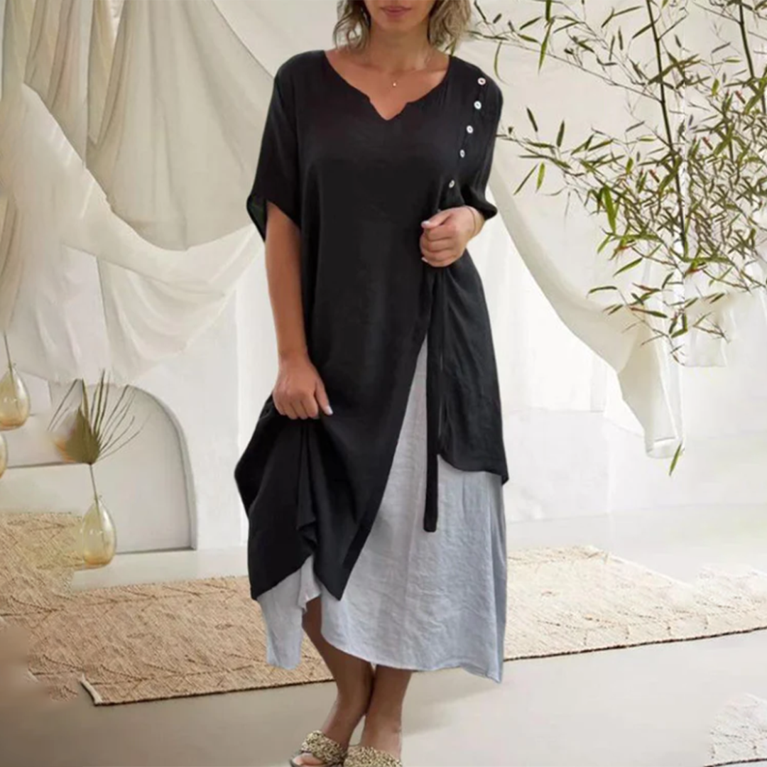 Abito Lungo Asimmetrico | Elegante & Versatile | Perfetto per Look Casual e Raffinati