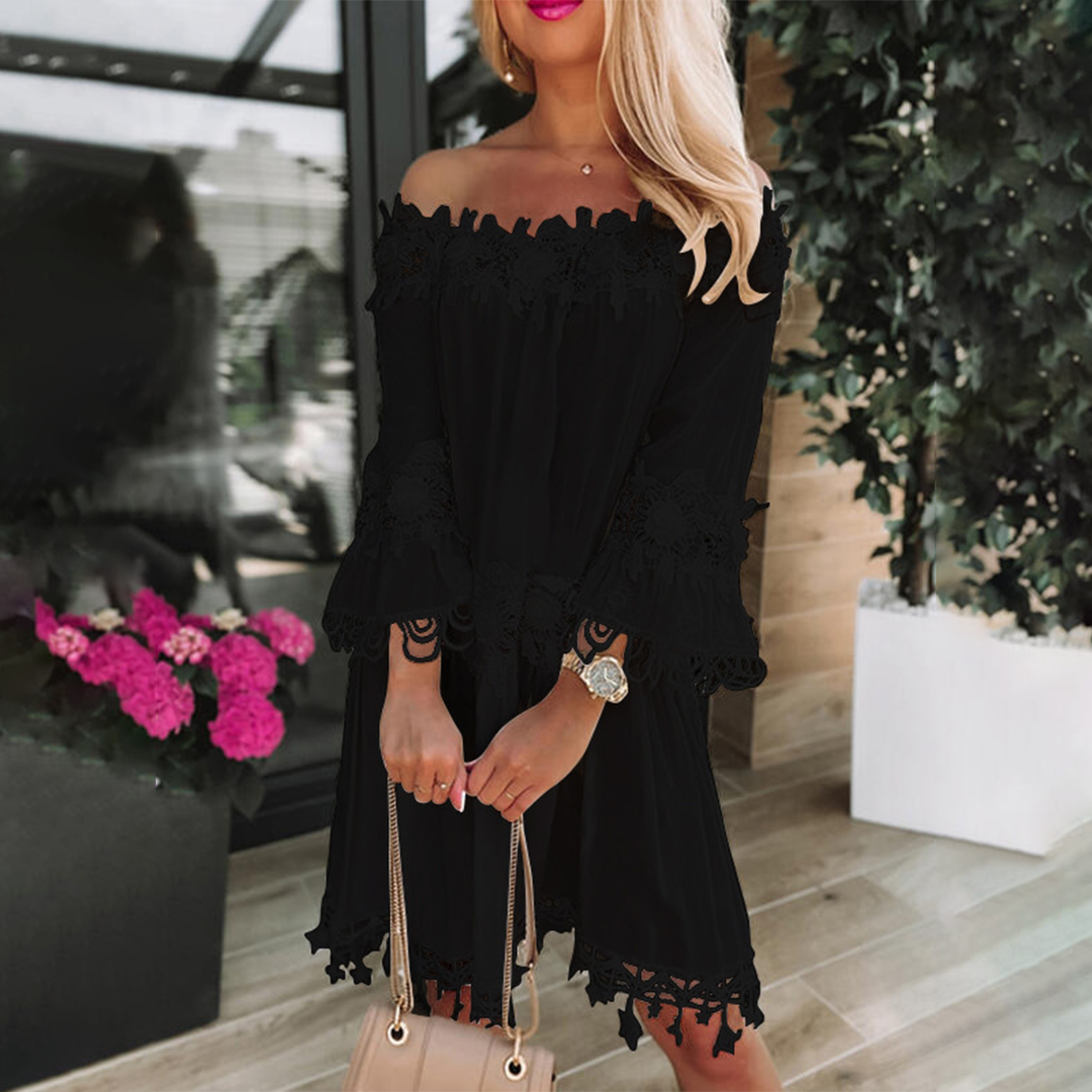 Off-Shoulder Lace Midi Dress | Elegant & Flowy | Romantic Summer Style