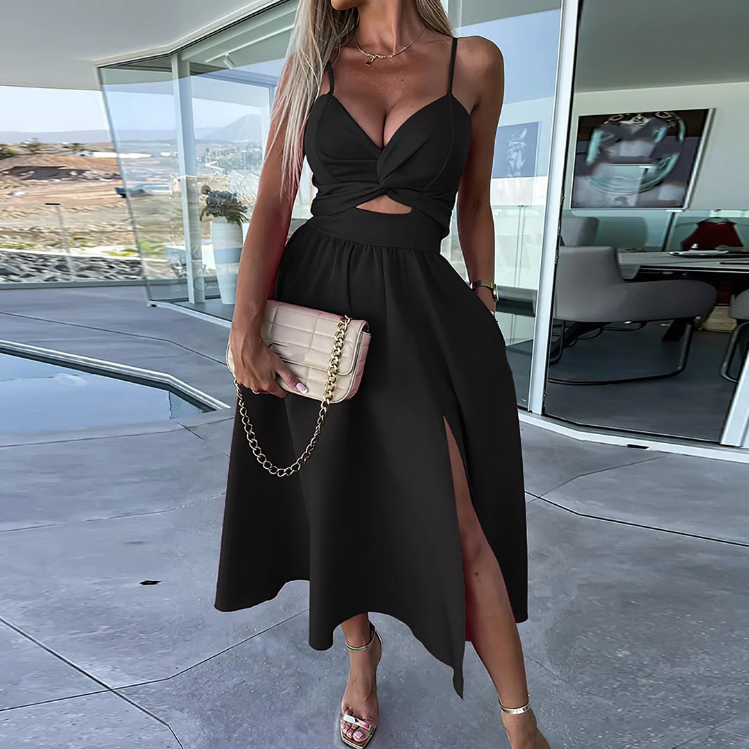 Abito Midi con Cut-Out | Spalline Sottili | Elegante e Seducente