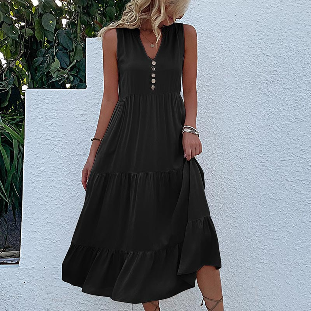 Abito Lungo Boho con Bottoni | Casual | Fresco & Versatile