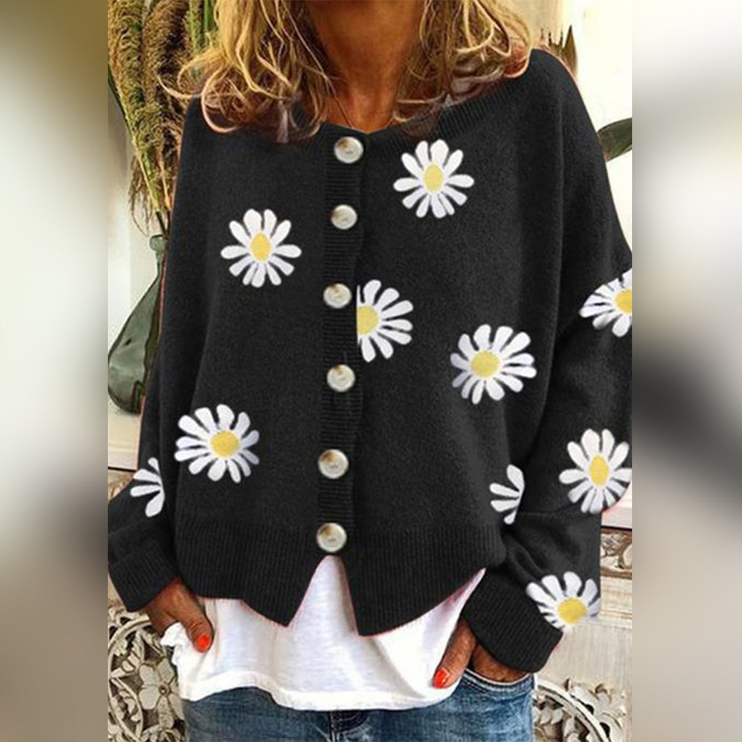 Cardigan con Margherite | Misto Cotone | Morbido e Primaverile