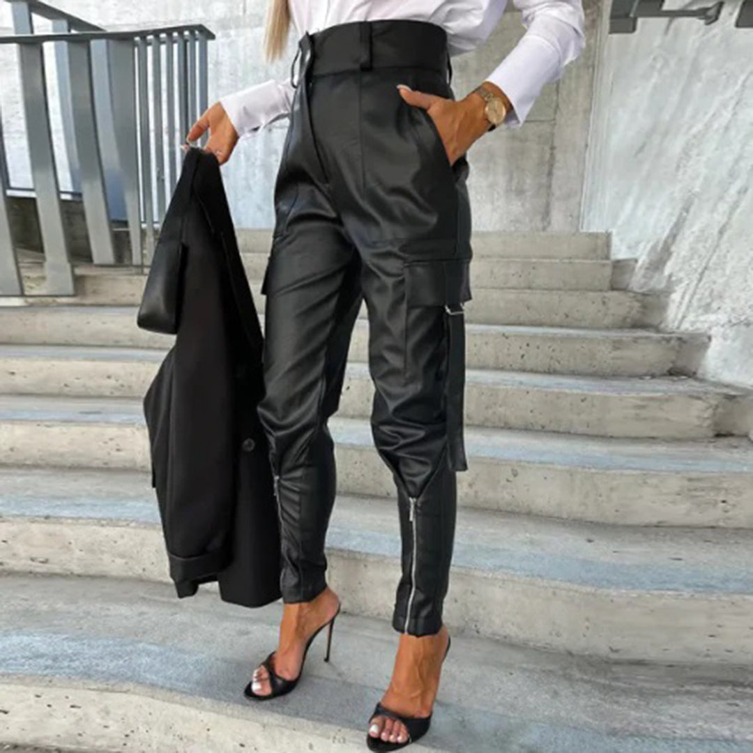 Pantaloni in Pelle a Vita Alta | Design Elegante | Stile Versatile
